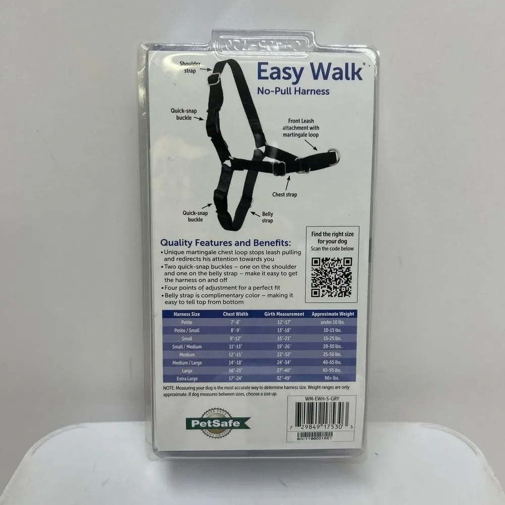 PetSafe Easy‎ Walk No-Pull Dog Harness Black/charcoal Size Small Free Shipping